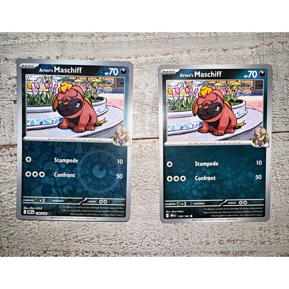Arven’s Maschiff 138/182 Reverse Holo + Regular Lot Destined Rivals Pokemon